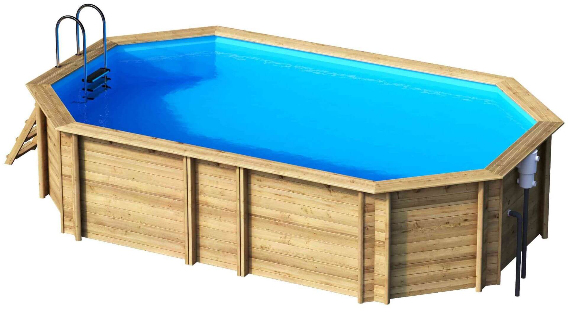 27136210 Wooden pool Weva Octo +640, pin BF Ht146 Бассейн плавательный с деревенной отделкой бортов