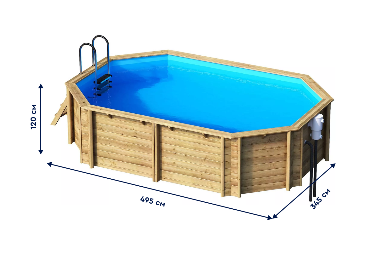 27113205 Tropic 510 wooden pool, pine, DB, Ht:120 Бассейн плавательный с деревянной отделкой бортов