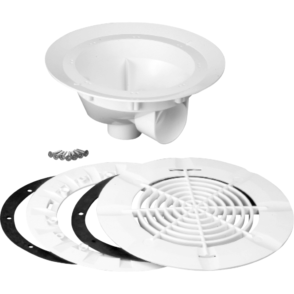 Донный слив, с боковым отверстием O50мм или O63мм, на клей, под пленку, SS решетка